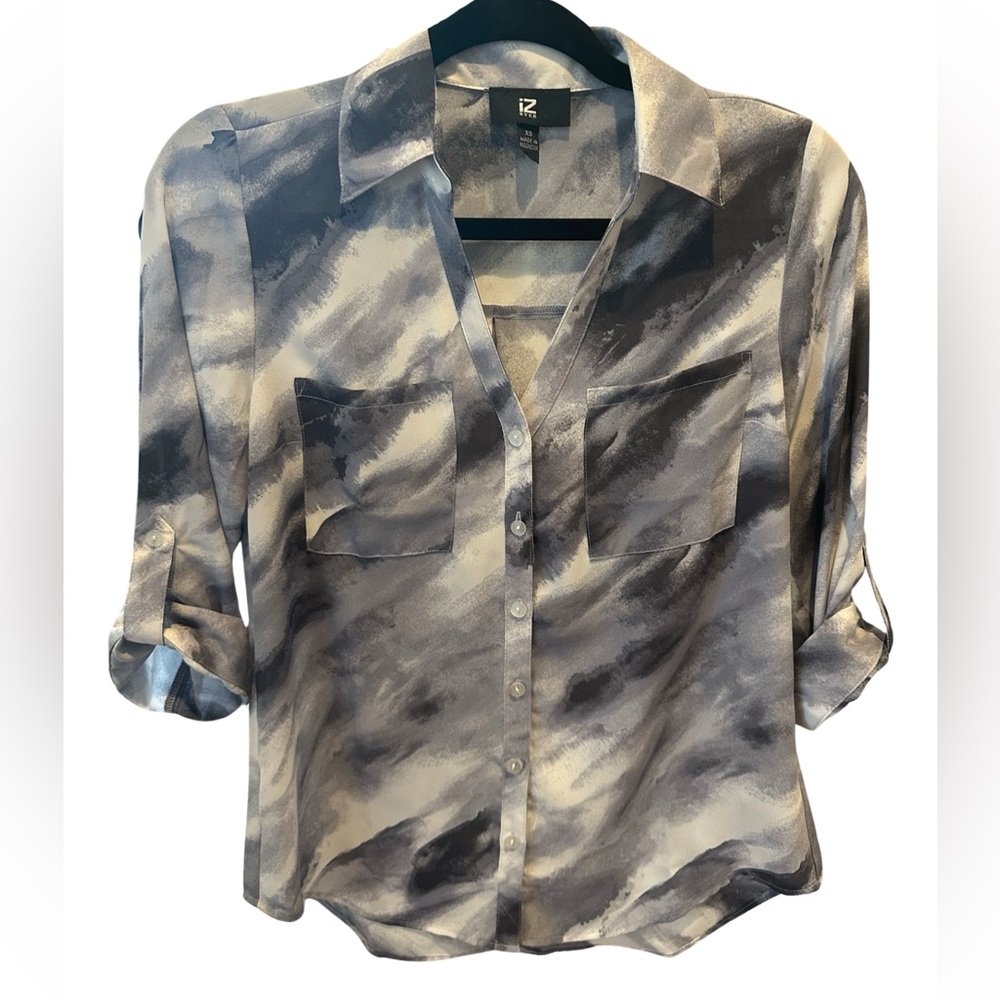 IZ Byer 3/4 Sleeve Tye Dye Button Down Top